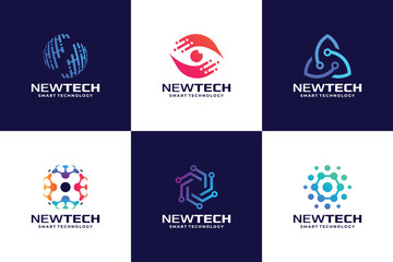 Set of connection technology logo design. Circuit tech logo
