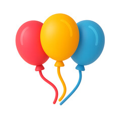 Three Colorful Balloons Red, Yellow, and Blue   Festive Celebration
