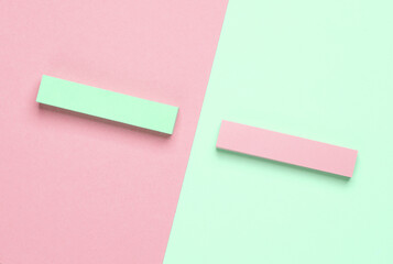 Note stripe stickers on blue pink pastel background