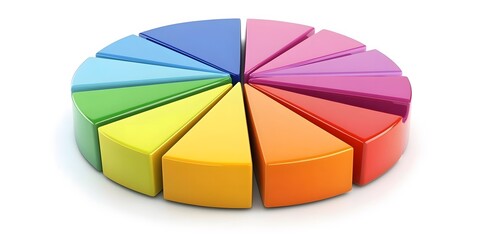 Obraz premium Colorful pie chart graphic representation of a spectrum of hues.