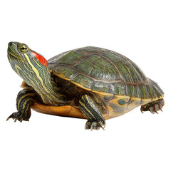 Fototapeta premium Colorful Red-Eared Slider Turtle with Transparent Background