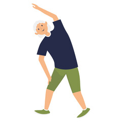 Elderly Pensioner Activity Cartoon Character. Isolated on White Background.