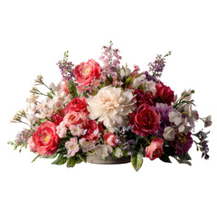 Elegant Floral Arrangement in Blooming Colors on white background