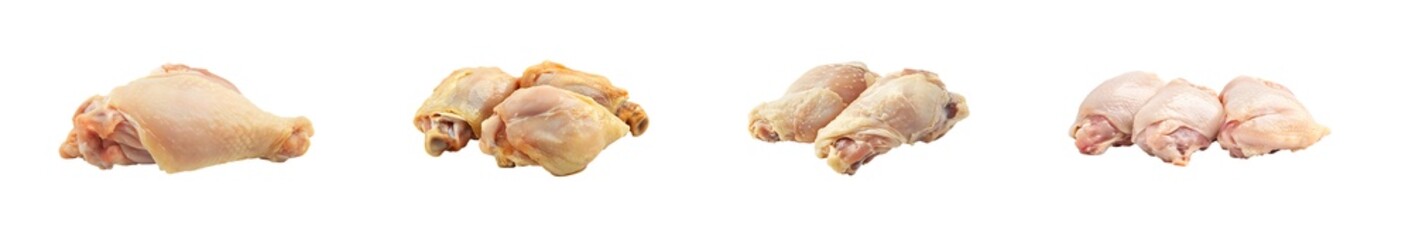 Set of Raw chicken drumstick displayed on a surface. isolated on transparent background