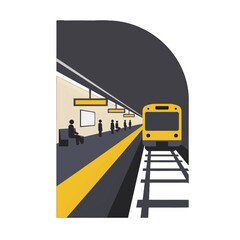 Naklejka premium Pixel Art Subway Station With Yellow Train