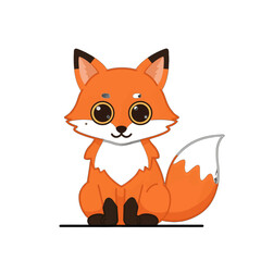 Fototapeta premium Cute Cartoon Fox Illustration