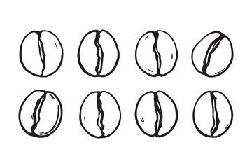 coffee bean line art and black color