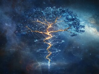 A decision tree with quantum paths, an artist's representation of the multiverse.