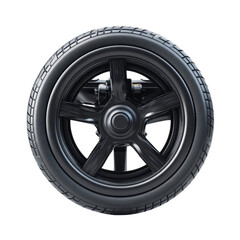 Obraz premium Sleek Black Alloy Wheel for Vehicles with Transparent Background