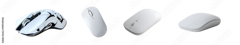 Fototapete Multiple white computer mice in various perspectives. isolated on transparent background