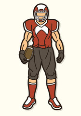 American Football Player Standing Action Cartoon Sport Graphic Vector