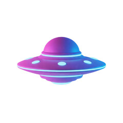Neon UFO spaceship with blue glowing lights