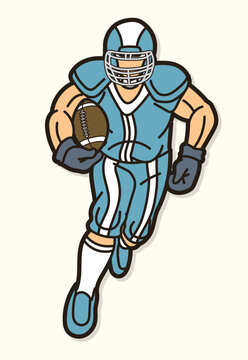 recommend clip art: American Football Player Action Cartoon Sport Graphic Vector