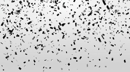 Black confetti falling on a light gray background