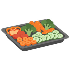 Colorful Assorted Sliced Vegetables On Tray