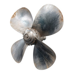Vintage Marine Propeller with Timeworn Patina on white background