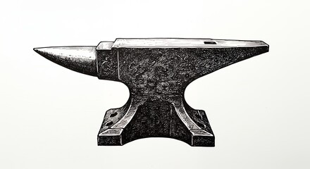 Detailed black and white anvil illustration