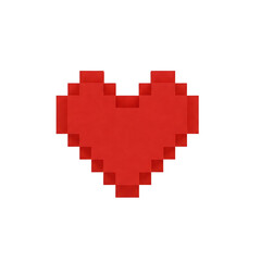 Pixelated red heart icon on transparent background