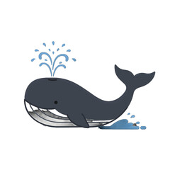 Obraz premium Cartoon Whale Spouting Water