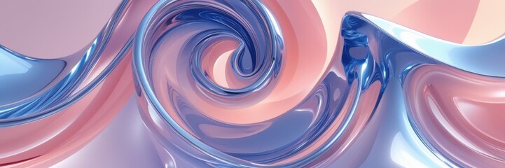 Abstract swirling design with blue and pink hues creating a modern background, elegant and visually appealing artwork
