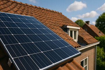 Fototapeta premium Rooftop Solar Panel Installation for Clean Energy