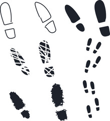 Human or shoe prints of varying design and condition.