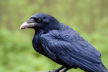 Crow Perching Detailed Close-up in Natural Setting