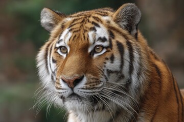 Tiger Looking Forward with Detailed Fur and Eye Focus