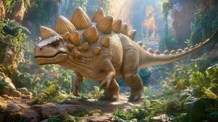 Obraz premium Ankylosaurus in Prehistoric Jungle: A Digital Masterpiece