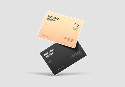 Mockup of Two Customizable A6 Postcards