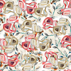 seamless pattern with watercolour flower