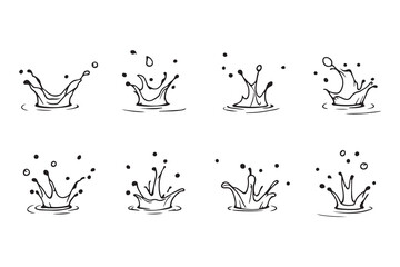 fresh drinking water splash line art and black color