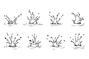 fresh drinking water splash line art and black color