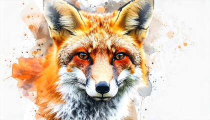 Obraz premium Majestic Red Fox Portrait: A Watercolor Masterpiece
