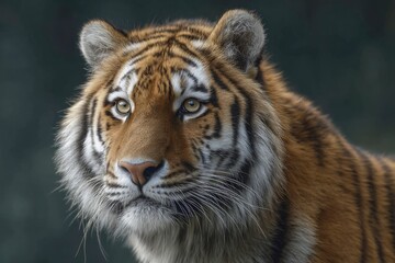 Fototapeta premium Tiger Portrait Close-up Striking Gaze Wildlife