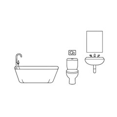 Line Drawing Of Bathroom Fixtures And Accessories