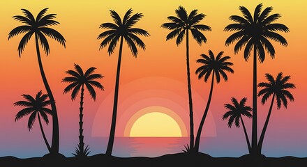 Sunset Silhouette Serenade AI Generated