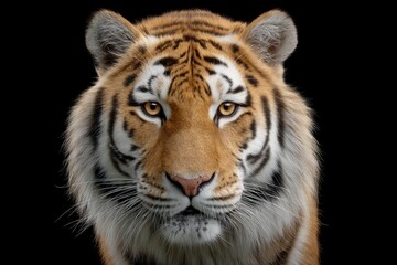 Fototapeta premium Tiger Portrait Staring Directly with Striking Fur Detail