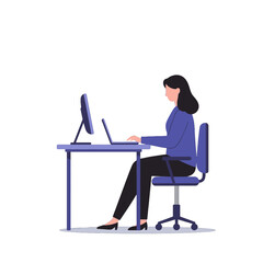 Woman Working On Computer At Desk