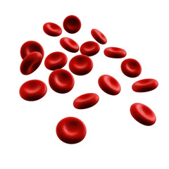 High resolution detailed image of red blood cells flowing freely in a scientific and medical illustration demonstrating blood composition and circulation