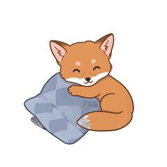 Cute Fox Character Sleeping With Pillow
