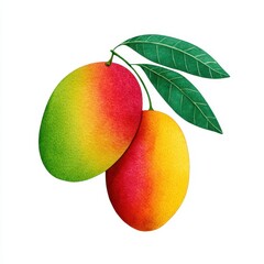 Soft Watercolor Mango Painting with Vivid Colors