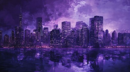 Fototapeta premium Purple night cityscape