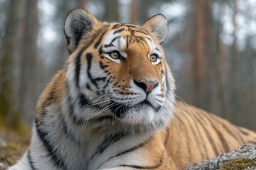 Resting Tiger Portrait in Natural Habitat Wildlife