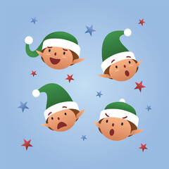 Angry christmas elf face cartoon characters in various styles