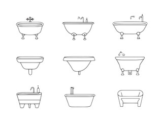 Modern minimalist bathtub line art for bathroom decor