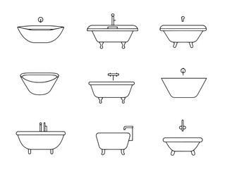 Clean bathtub line art vector for creative projects