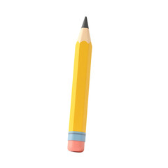 Yellow pencil isolated on transparent background for creative design