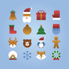 Christmas-themed icon flat set