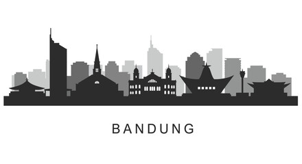 Obraz premium Bandung City Skyline with Indonesia, and Vector Illustration.
